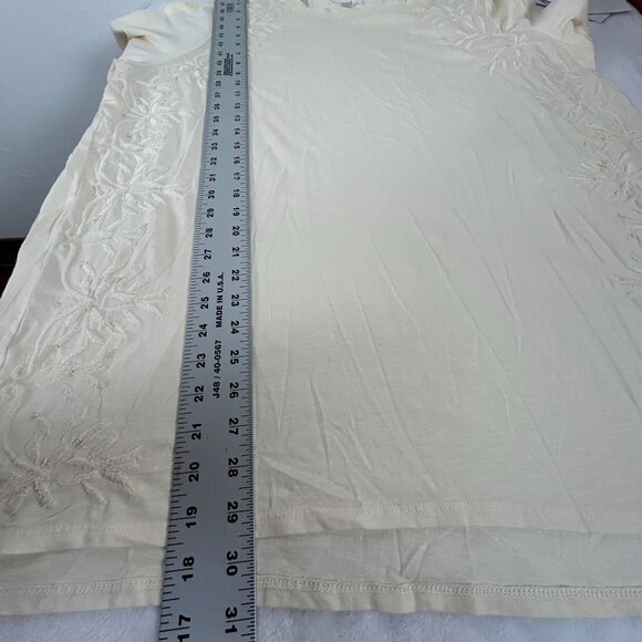 J. Jill Womens Cream Embroidered Floral Long Sleeve Tunic Top 2X Cotton Blend - Picture 8 of 8